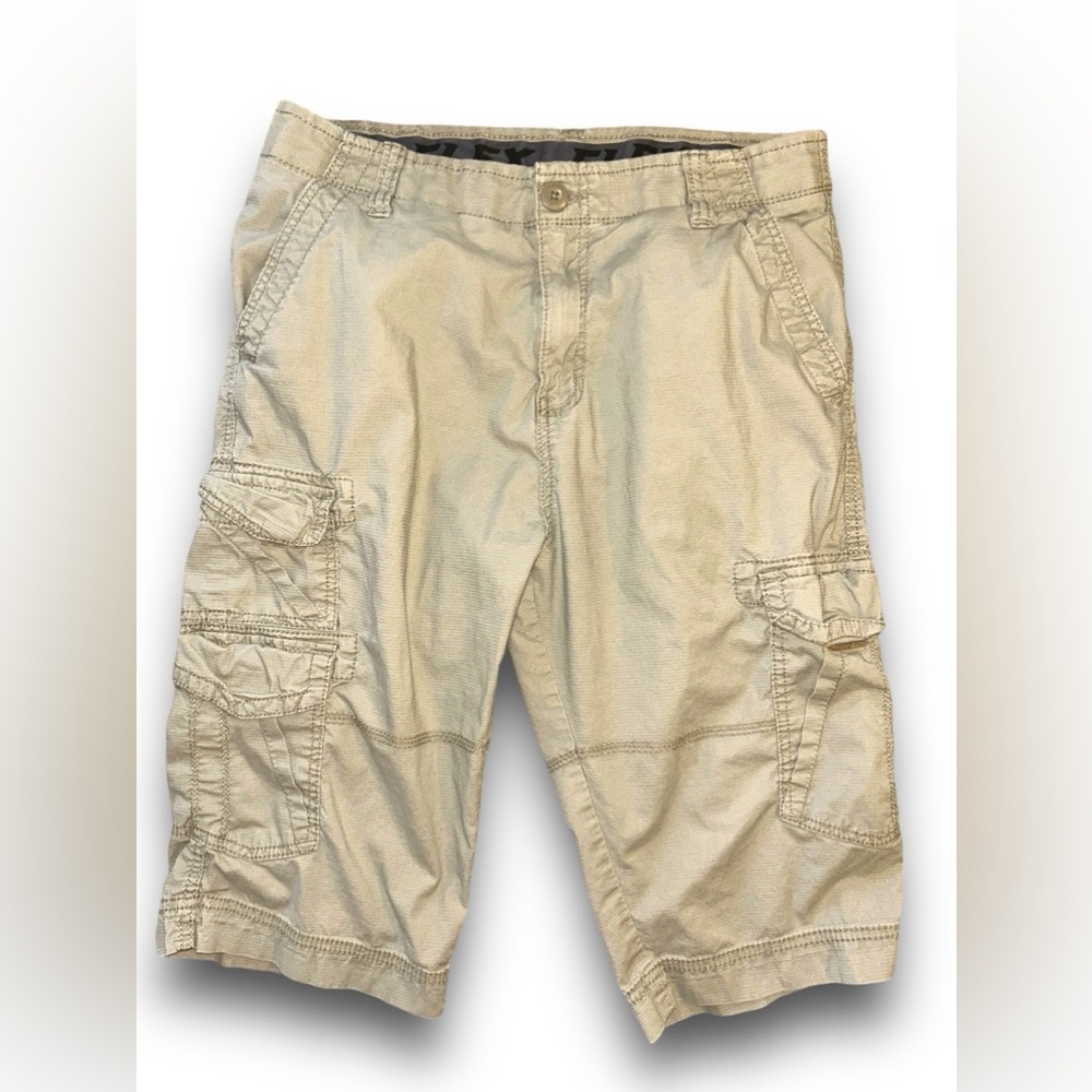George • Khaki Cargo Shorts, Velcro Pockets, Size 30